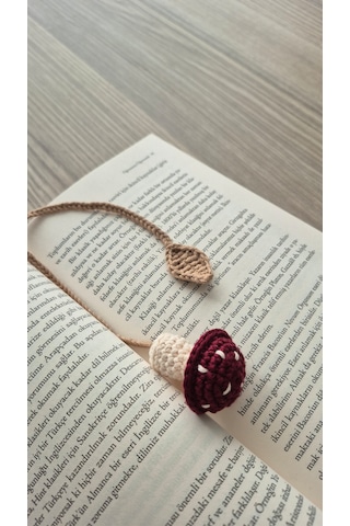 Bordo Mantar Amigurumi Kitap Ayracı Kitap Aksesuarı Hediyelik