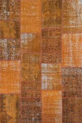 Çam Halı Pw725 Turuncu El Dokuma Patchwork Yün Halı - 160x230
