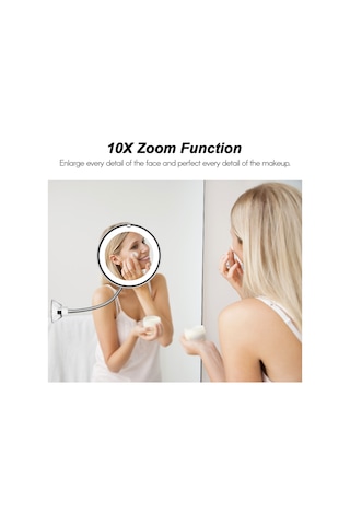 Yifomall Led Büyütmeli Aynalı Yaratıcı Banyo Makyaj Aynası, Emici Tabanlı, 10x Büyütme, Pil Gerekli