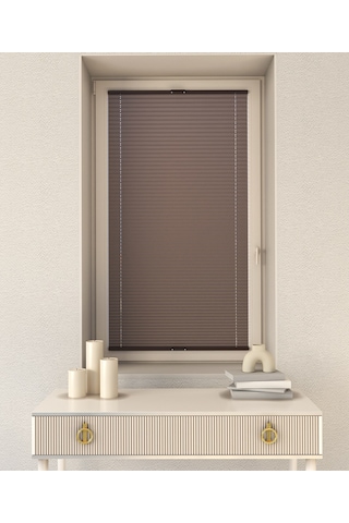 Kahverengi Plise Katlanır Cam Balkon Perdesi - Ofis Perdesi - Mutfak Perdesi - Salon Perdesi - Kahverengi