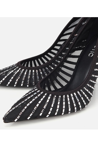 Hotiç Kadın Siyah Tül Detaylı Taşlı Stiletto 01ayh320740a100 01ayh320740a100