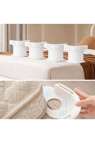 Sunup Sn-29126 Pratik 4'lü Nevresim Çarşaf Tutucu Sabitleyici Tuturucu Düzenleyici Beyaz