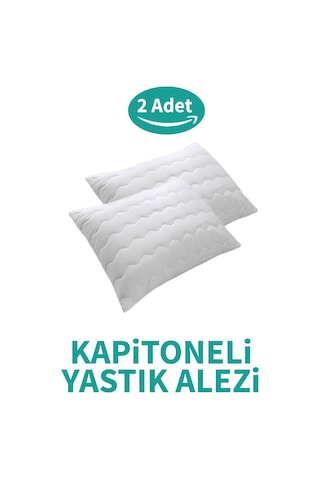 Kapitoneli Yastık Alezi 2'li Pamuklu Fermuarlı Kapitone Yastık Koruyucu Yastık Kılıfı