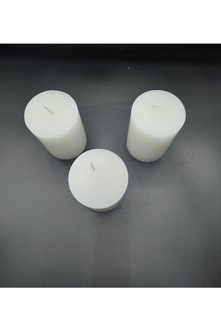 Soya Parafinli Beyaz 1 Adet 72 Saat Yanma Süreli Çap:7 Cm Boy:10 Silindir Blok Mum Beyaz Beyaz