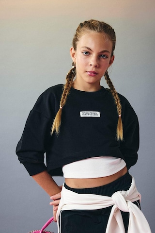 Defacto Kız Çocuk 2li Takım Relax Fit Bisiklet Yaka Baskılı Sweatshirt Atlet F2797a825aubk81 Siyah