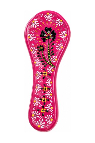 Yedirenk Hediyelik Çini Desenli Kaşıklık El Yapımı Polyester Kaşık Dinlendirme Aparatı Dekoratif Mutfak Aksesuarı Pembe