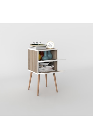 Kenzlife Komodin Hanami Crd 74 39 39 Komidin Ahşap Ayaklı Kitaplık Ayakkabılık Kapaklı Arkalıklı Beyaz