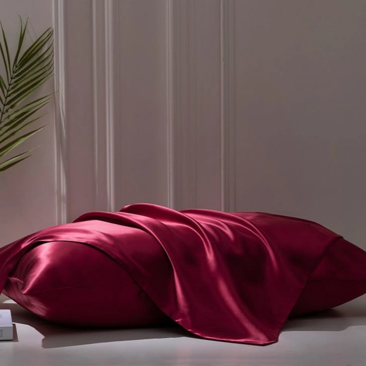 Antibakteriyel Terletmeyen İpek Saten Yastık Kılıfı 2'li 50x70 Bordo Siyah