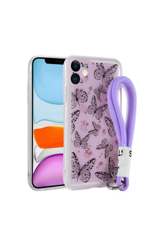 Apple Uyumlu iPhone 11 Kılıf İp Tutacaklı Desenli Silikon Kapak Apple Uyumlu iPhone 11 Kılıf İp Tutacaklı Desenli Silikon Kapak