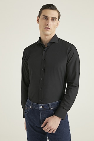 D'S Damat Ds Damat Slim Fit Siyah Düz Nano Care Gömlek 5HF02ORTSG01 Siyah