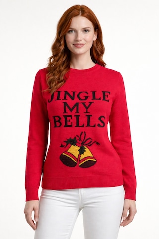 Neden Tekstil Kırmızı Jingle Bells Yazılı Yılbaşı Kazağı