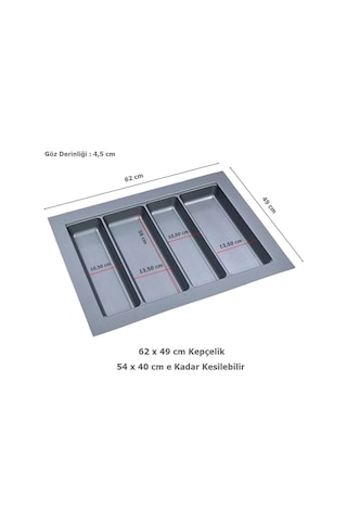 Çekmece Içi Kepçelik 62 49 Cm 57,5 40 Cm'e Kadar Kısaltılabilir Gri