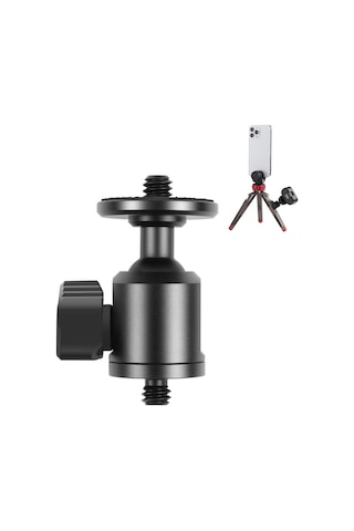 Sones Puluz 1/4 İnç Dış Vida Metal Tripod Topuz Başlı Adaptör Düğme Kilidi Siyah