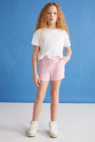 Grimelange Suzanne-grm24048 100% Pamuk Kız Çocuk Şort Tshirt Set Pembe Alt-üst Takım