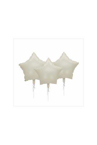 3 Adet Yıldız Folyo Balon Krem 18 Inc KREM