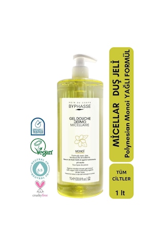 Byphasse Dermo Micellar Monoi Oil Duş Jeli Tüm Ciltler İçin 1 L