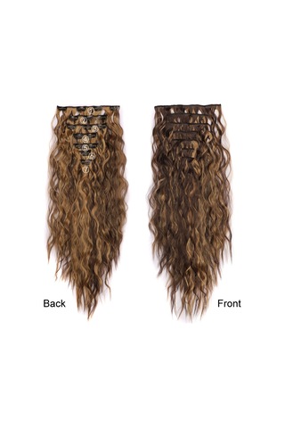 Cbtx 7 Adet / Takım Klipsli Mısır Saç Uzatma Parçaları 16 Kartlı Cornrow Kıvırcık Peruk, Renk: 27h613