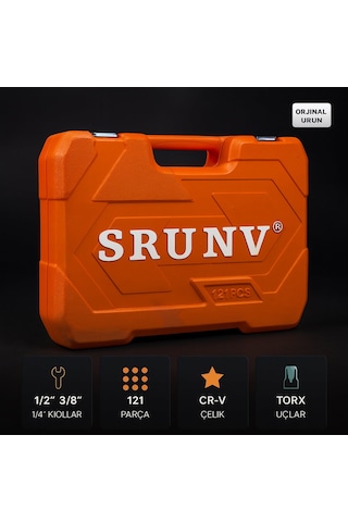 Srunv 121 Parça Profesyonel Lokma Takımı Cr-v Çelik 1/2 3/8 1/4 Cırcır Kollar, Alyan Seti, Torx Uçlar Ve Kombine Anahtarlar