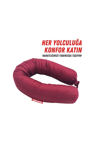 Xpermate Fermuarlı Cırt Cırtlı Seyahat Boyun Yastığı 110 CM Bordo