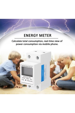 Reedark "220v Tek Fazlı Lcd Ekranlı Elektrik Sayacı - Dın Ray Montaj, Gerçek Zamanlı Tüketim Göstergeli"