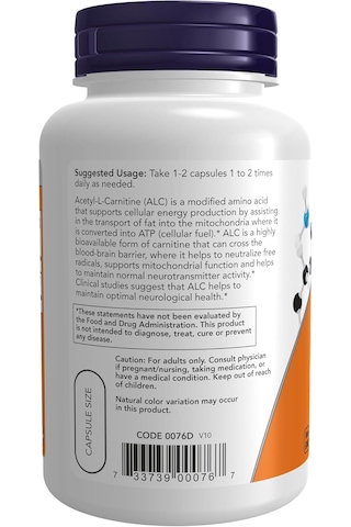 Now Foods Acetyl-l Carnitine 500 Mg Amino Acid 100 Capsules Usa Menşeii Dmmedicineden Aromasız