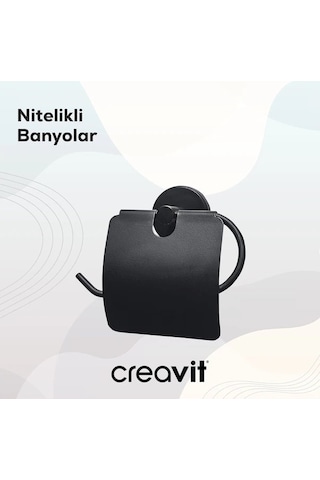 Creavit DR27015S Drop Tuvalet Kağıtlığı (Kapaklı) Siyah