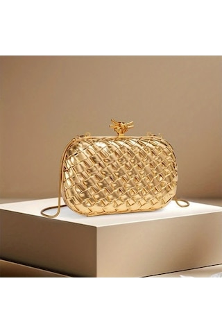 Trendooze Tianchishop Kadınlar İçin Altın Dokuma El Çantası Siyahımsı Yeşil Şık Boyut Siyah - Yeşil