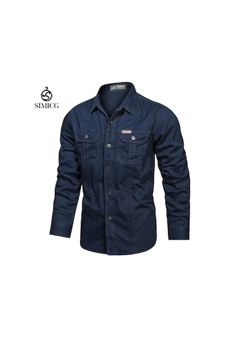 İlkbahar Ve Sonbahar İçin Uzun Kollu Erkek Gömlekleri, Günlük Ve Bol Kesim Erkek Gömlekleri Lacivert