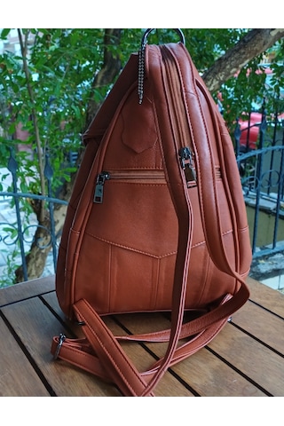 Durush Collection Hakiki Deri, Tasarım El İşlemesi Taba Rengi Sırt Çantası