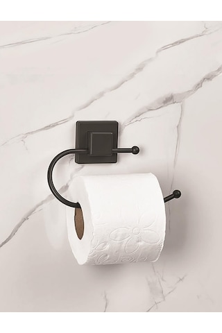 Yapışkanlı Kare Başlıklı Siyah Tuvalet Kağıtlığı Siyah