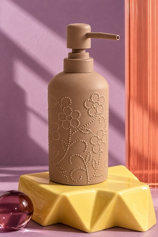 Rosıe Vizon Çiçek Dokulu Yuvarlak Seramik Sıvı Sabunluk 350 Ml Karışık