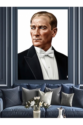 Smokinli Atatürk Portre Fotoğrafı Dekoratif Kanvas - Mdf Ahşap Tablo