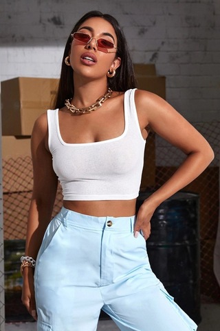 Najmaddin.com Beru Kadın Beyaz Kalın Askılı Crop Top Büstiyer