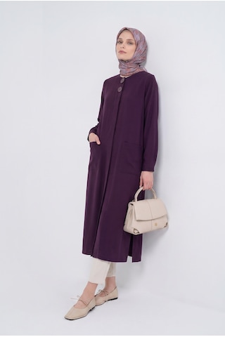 Armine Trend Düğme Detaylı Beli Lastikli Ve Kuşaklı Cepli Giy Çık Mürdüm 26yt517
