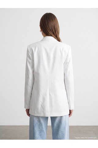 Dilvin 60815 Lyocell Karışımlı Blazer Ceket-beyaz