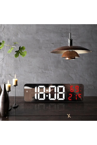 Valkyrie Nem Ölçer Dereceli Led Duvar Ve Masa Alarm Saati Kırmızı