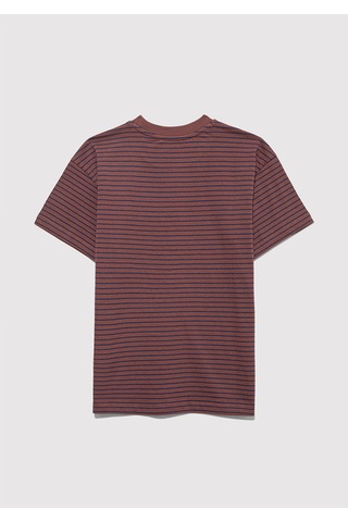 Mavi Çizgili Tişört Loose Fit / Bol Rahat Kesim 6610390-90788 Kahverengi-90787