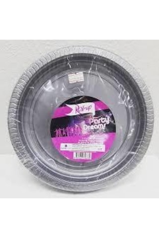 Roll-up Plastık Gümüs Renklı Partı Tabak 25 Lı Yuvarlak 22 Cm