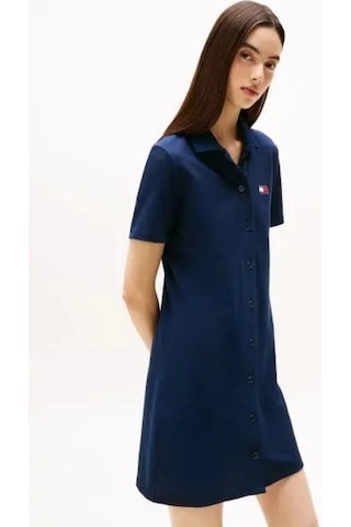 Tommy Jeans Tommy Hilfiger Kadın Lacivert Pique Polo Elbise Çok Renkli