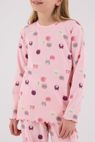 Rolypoly Kız Çocuk Uzun Kol Pijama Takım Açık Pembe-1757 Pembe