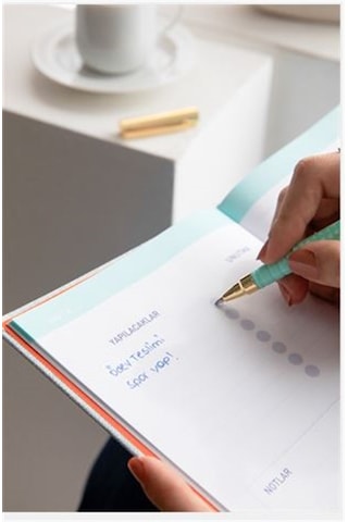 15x21 Keten Süresiz Planlayıcı Ajanda Defter Pembe