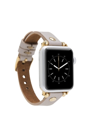 Globe Apple Watch Deri Kordon Altın Perçin