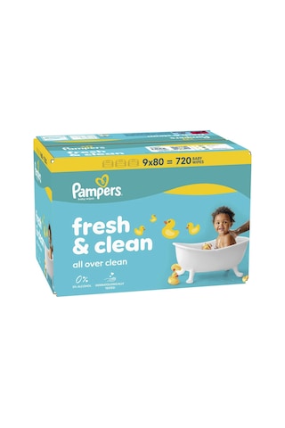 Prima Pampers Islak Havlu Mendil Fresh & Clean 9'lu Set 720 Yaprak 9'lu Set