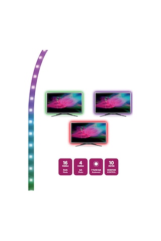 House Pratik Hp88 Uzaktan Kumandalı Tv Arkası Rgb Led Aydınlatma Beyaz