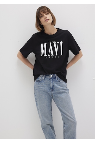 Mavi - Mavi Logo Baskılı Siyah Tişört 1611990-900 Siyah
