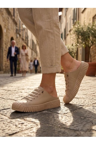 Gamelu Poem Kadın Lastikli Memory Foam Sneaker Terlik Bej