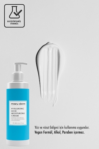 Maruderm Hyalüronik Asit Nemlendirici Yüz ve Vücut Cilt Bakım Kremi 200 ML