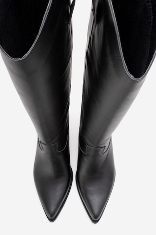 Luvishoes Anıa Siyah Cilt Hakiki Deri Kadın Western Çizme Siyah