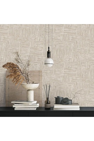 Adawall Muse Koleksiyonu -25101-3 Bej Dokulu Silinebilir Nonwoven Vinil Duvar Kağıdı - Açık Bej, 1.06x15.6m - 16.5m²