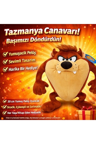 Tazmanya Canavarı Peluş Oyuncak 30 Cm Yumuşak Dokulu Sevimli Tasarım Kahverengi
